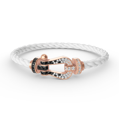 [Royal Jewellery]FORCE LARGE HORSESHOE BLACK WHITE DIAMOND BRACELET ROSE GOLD