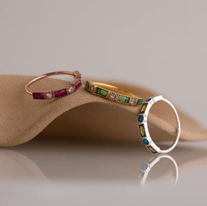 Mixed Art Deco Birthstone Ring