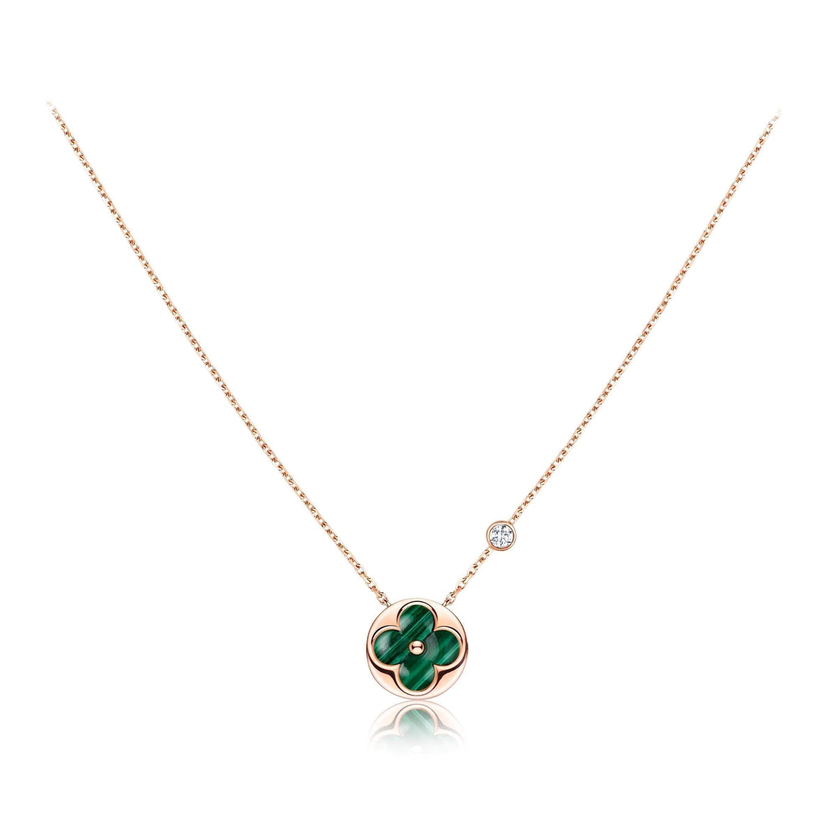 [Royal Jewellery]SUN PEDANT PINK GOLD 1 DIAMOND NECKLACE
