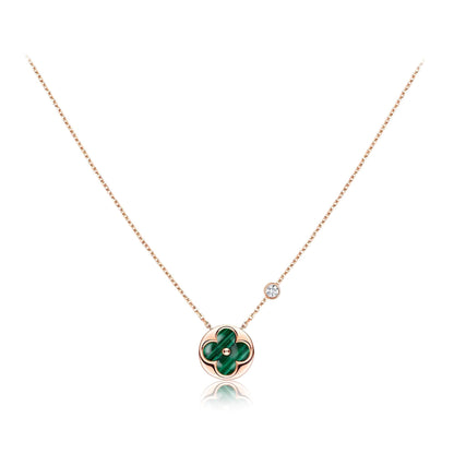 [Royal Jewellery]SUN PEDANT PINK GOLD 1 DIAMOND NECKLACE
