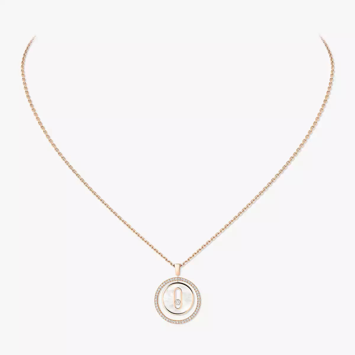 [Royal Jewellery]Lucky Move Diamond Necklace in Rose Gold and White Mother-of-Pearl