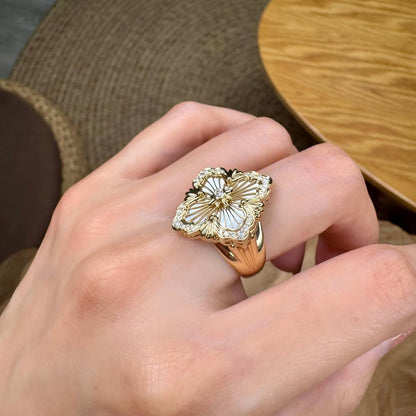 [Royal JEWELRY] OPERA TULLE  RING WITH  ENAMEL BACKGROUND