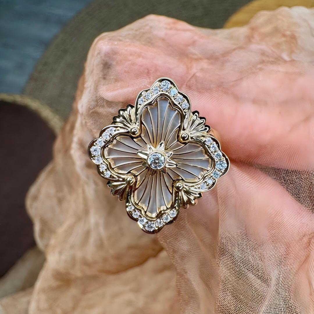 [Royal JEWELRY] OPERA TULLE  RING WITH  ENAMEL BACKGROUND