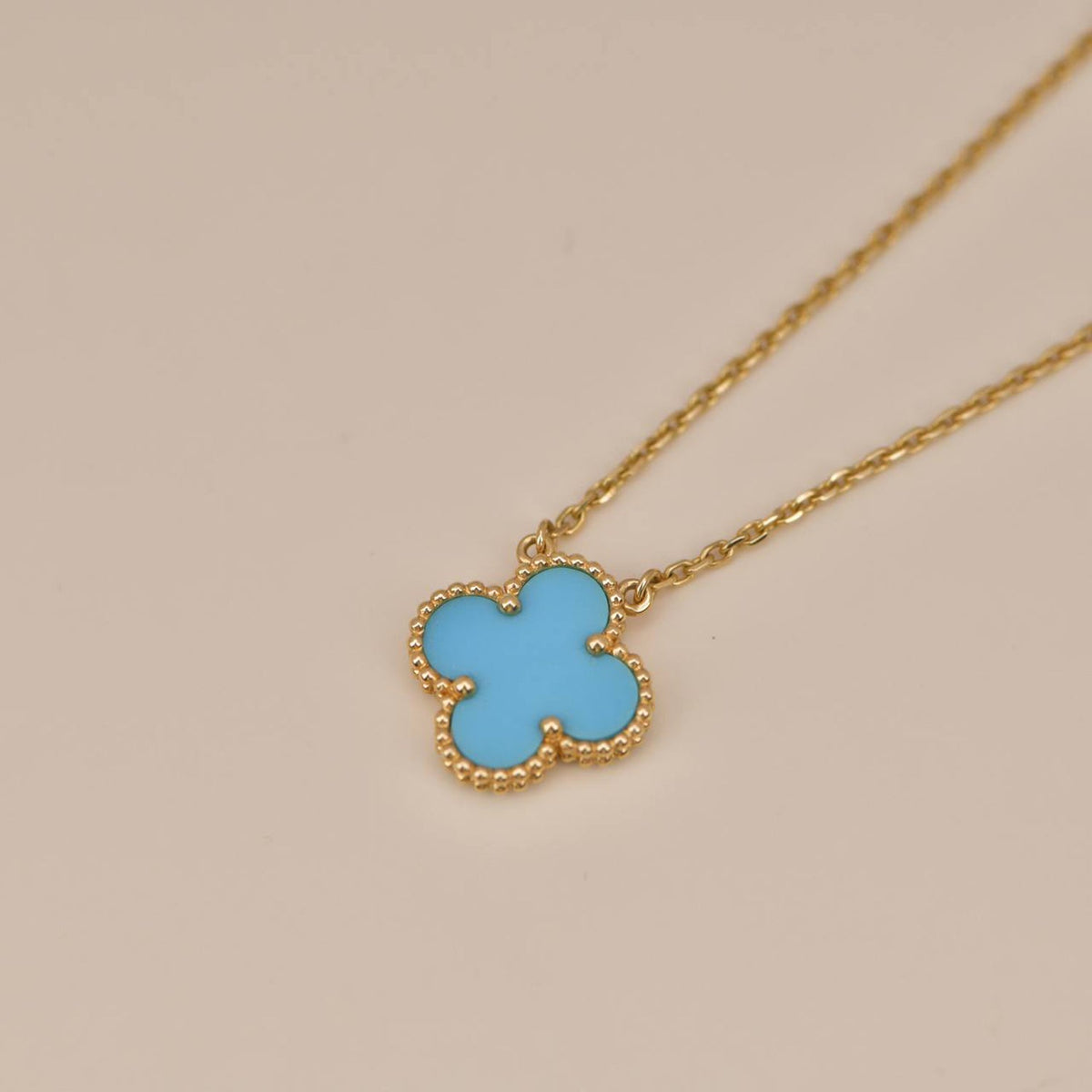 [Royal Jewellery]CLOVER 15MM VINTAGE TURQUOISE NECKLACE