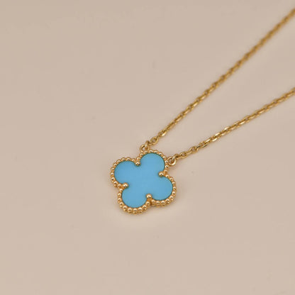 [Royal Jewellery]CLOVER 15MM VINTAGE TURQUOISE NECKLACE