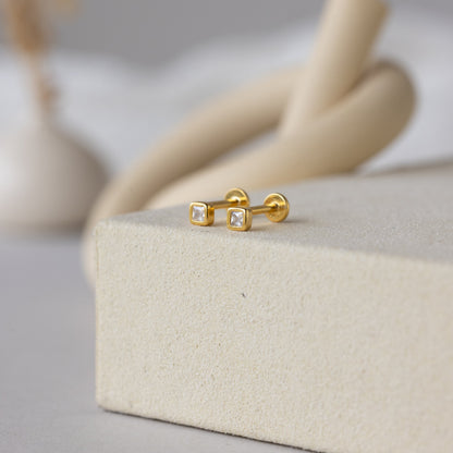 Square Bezel Birthstone Flatback Studs