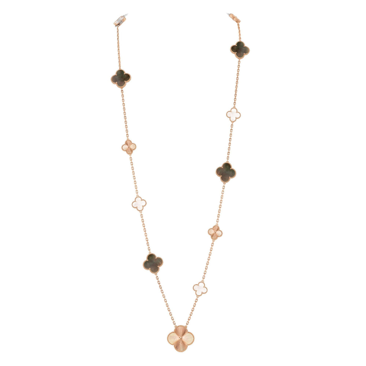[Royal Jewellery]DETACHABLE CLOVER 15(11+4) FLOWER ROSE GOLD NECKLACE SET