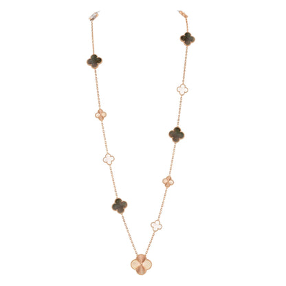 [Royal Jewellery]DETACHABLE CLOVER 15(11+4) FLOWER ROSE GOLD NECKLACE SET