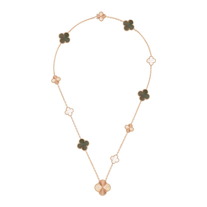 [Royal Jewellery]DETACHABLE CLOVER 15(11+4) FLOWER ROSE GOLD NECKLACE SET