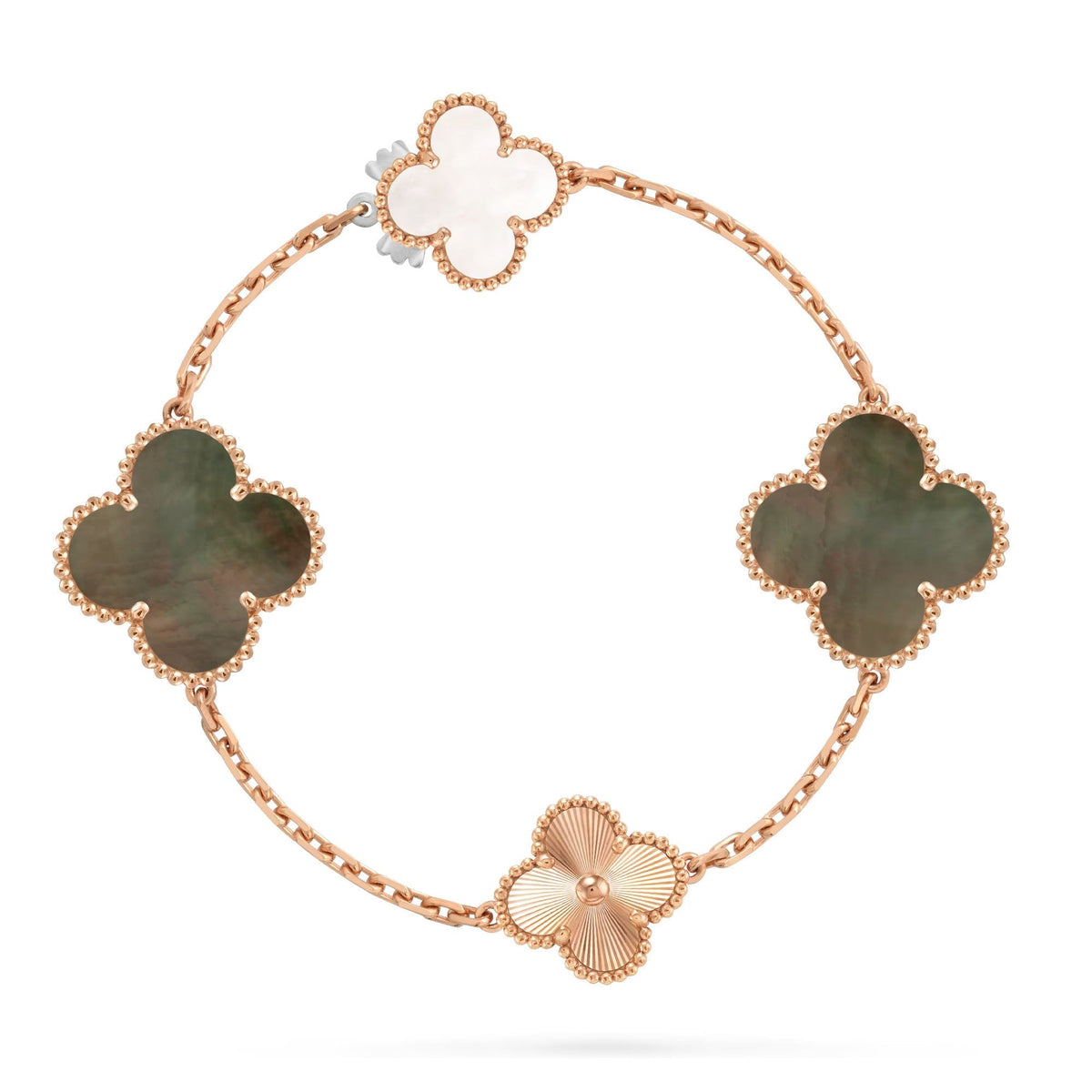 [Royal Jewellery]DETACHABLE CLOVER 15(11+4) FLOWER ROSE GOLD NECKLACE SET