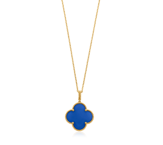 [Royal Jewellery]CLOVER 25MM NECKLACE TURQUOISE ROSE GOLD