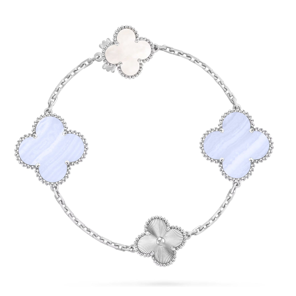 [Royal Jewellery]DETACHABLE CLOVER 15(11+4) FLOWER SILVER NECKLACE SET