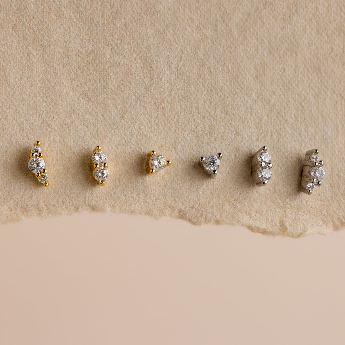 Tiny Diamond Flatback Studs Set