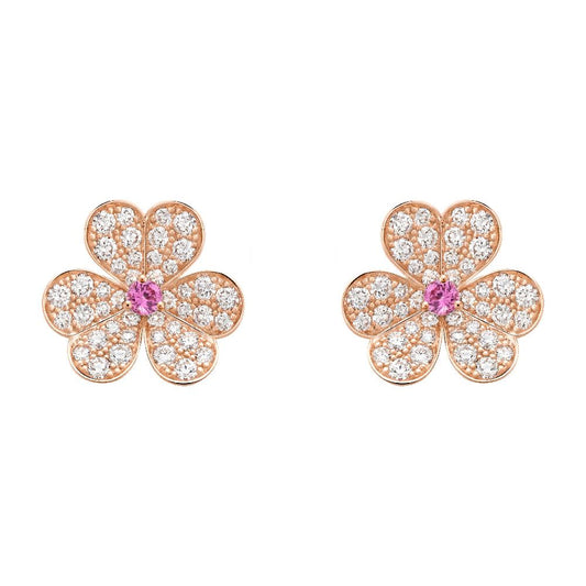 [Royal Jewellery]FRIVOLE PINK GOLD FLOWER DIAMOND EARRINGS