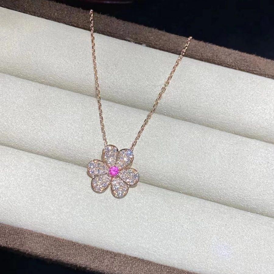 [Royal Jewellery]FRIVOLE ROSE GOLD FLOWER DIAMOND NECKLACE