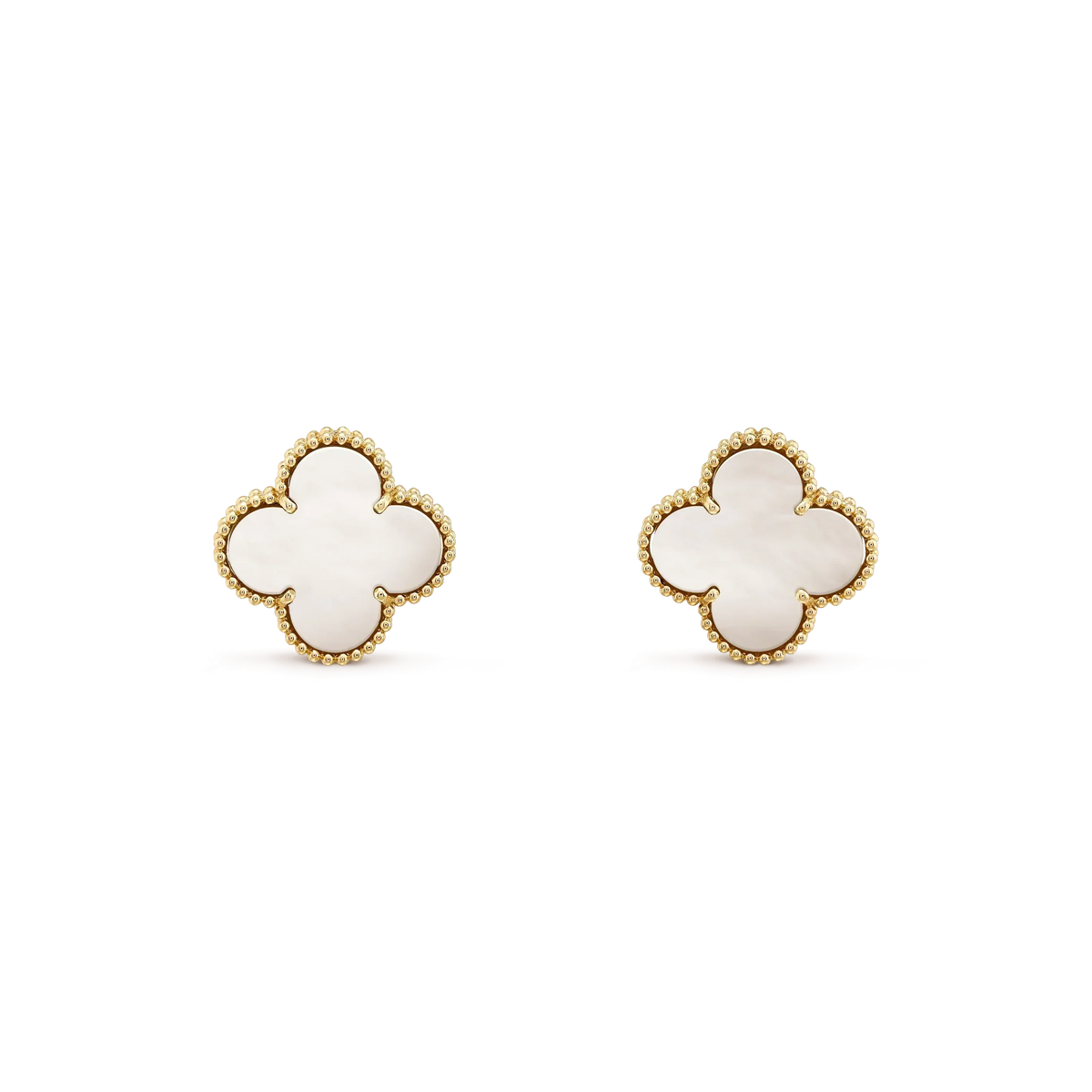 [Royal Jewellery]CLOVER MEDIUM 1 MOTIFS  WHITE MOP STUD EARRINGS