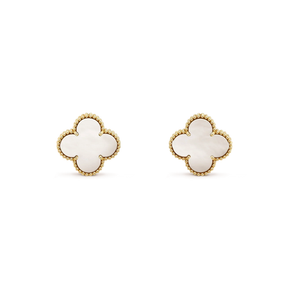 [Royal Jewellery]CLOVER MEDIUM 1 MOTIFS  WHITE MOP STUD EARRINGS