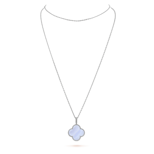 [Royal Jewellery]CLOVER SILVER CHALCEDONY BIG CLOVER NECKLACE