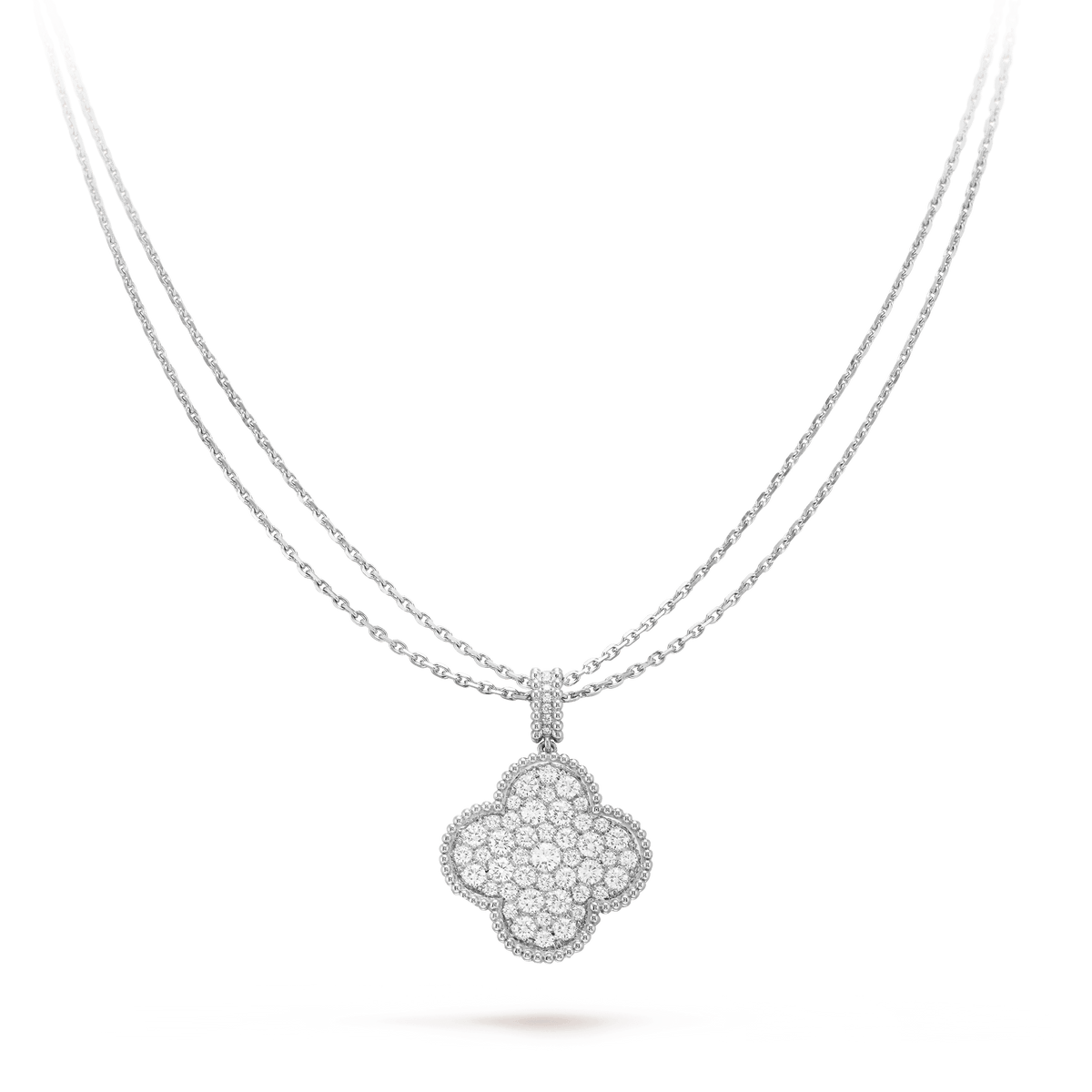 [Royal Jewellery]CLOVER 25MM SILVER FULL DIAMOND BIG CLOVER NECKLACE