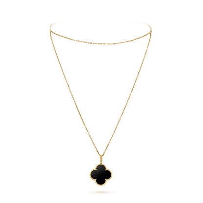 [Royal Jewellery]CLOVER 25MM GOLD ONYX BIG CLOVER NECKLACE