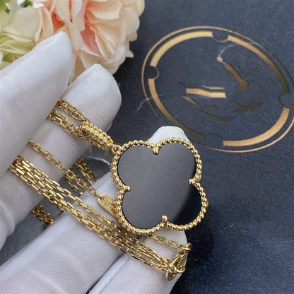 [Royal Jewellery]CLOVER 25MM GOLD ONYX BIG CLOVER NECKLACE