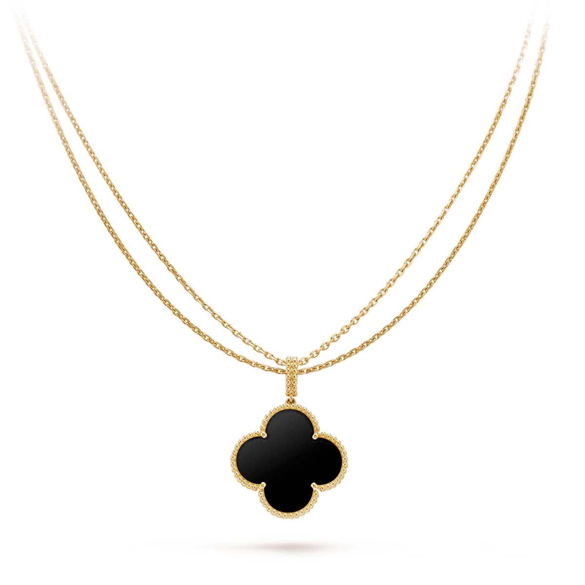 [Royal Jewellery]CLOVER 25MM GOLD ONYX BIG CLOVER NECKLACE