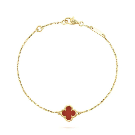 [Royal Jewellery]CLOVER  CARNELIAN SINGLE FLOWER BRACELET