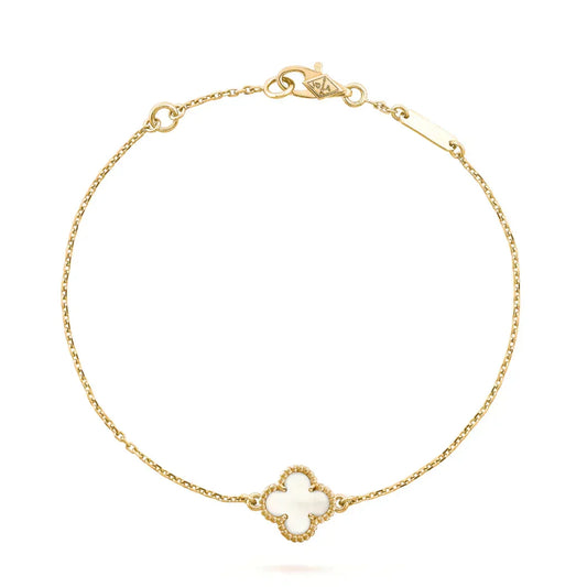 [Royal Jewellery]CLOVER WHITE MOP SINGLE FLOWER BRACELET
