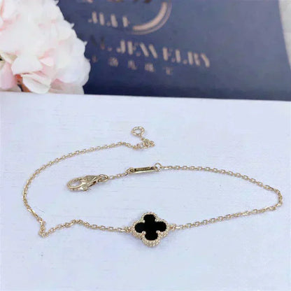 [Royal Jewellery]CLOVER ONYX SINGLE FLOWER BRACELET