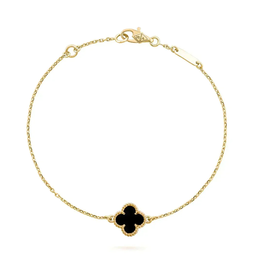[Royal Jewellery]CLOVER ONYX SINGLE FLOWER BRACELET