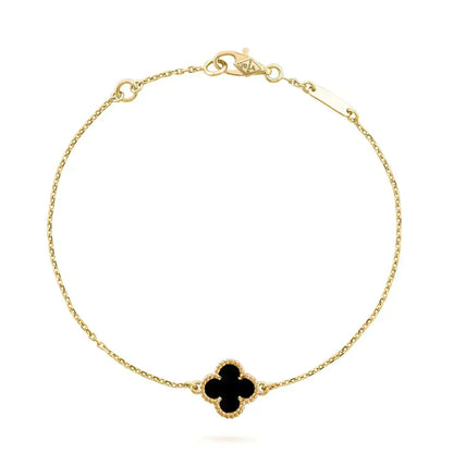 [Royal Jewellery]CLOVER ONYX SINGLE FLOWER BRACELET