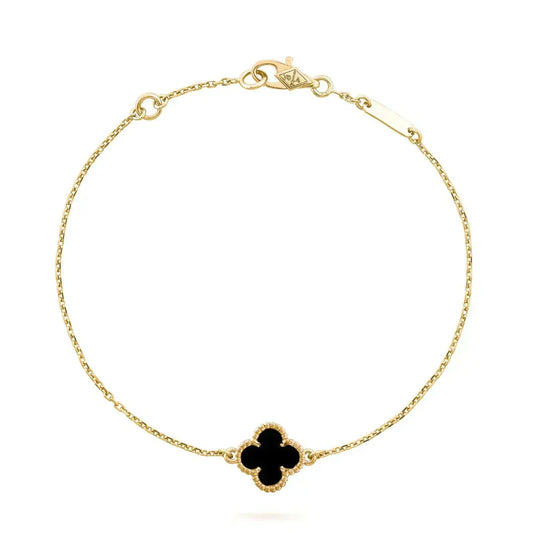 [Royal Jewellery]CLOVER ONYX SINGLE FLOWER BRACELET