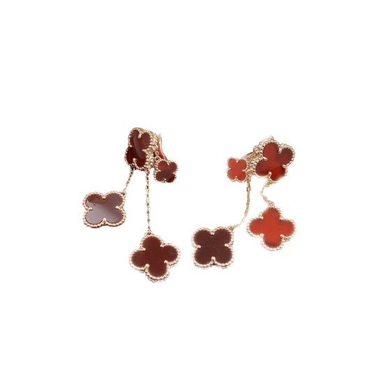 [Royal Jewellery]CLOVER EARRINGS CARNELIAN 4 MOTIFS PINK GOLD