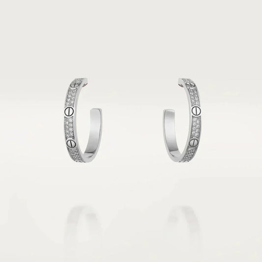[Royal Jewellery]LOVE DIAMOND SILVER HOOP EARRINGS