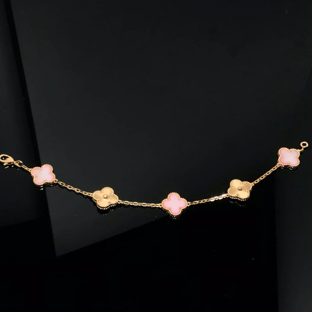 [Royal Jewellery] CLOVER 5 MOTIFS  PINK MOP BRACELET COLLECTION