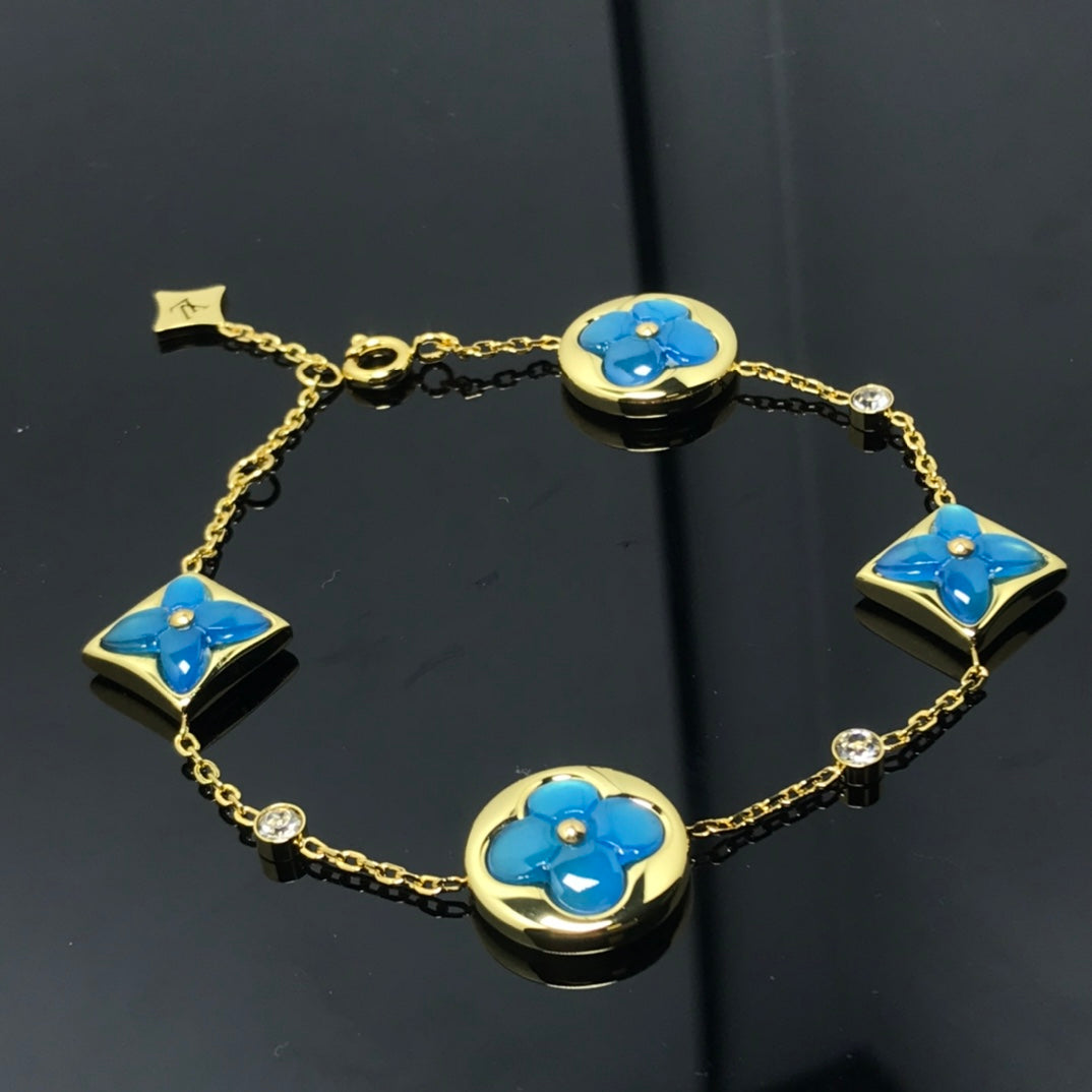 [Royal Jewellery]STAR AND SUN 4 MOTIF BLUE BRACELET