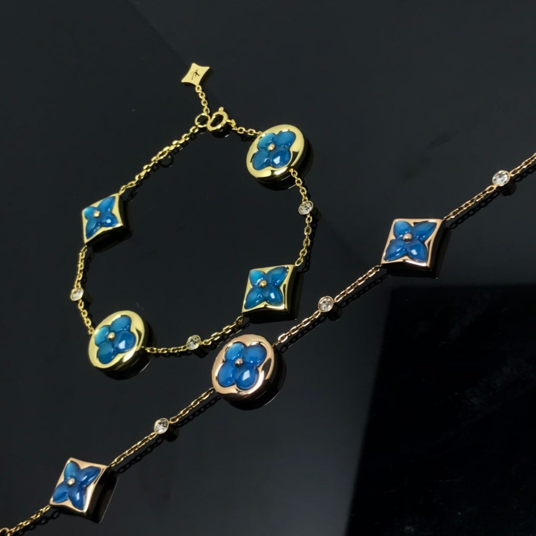 [Royal Jewellery]STAR AND SUN 4 MOTIF BLUE BRACELET