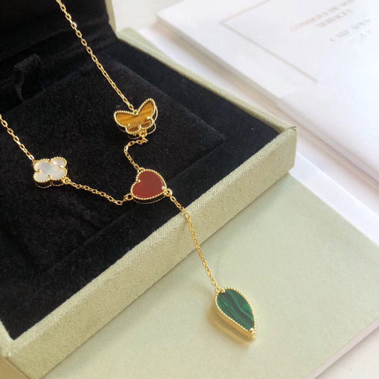 [Royal Jewellery]LUCKY SPRING 4 MOTIFS ROSE GOLD NECKLACE
