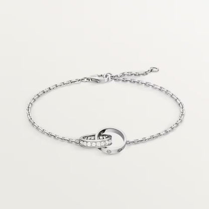 [Royal] LOVE DOUBLE RING HALF DIAMOND BRACELET