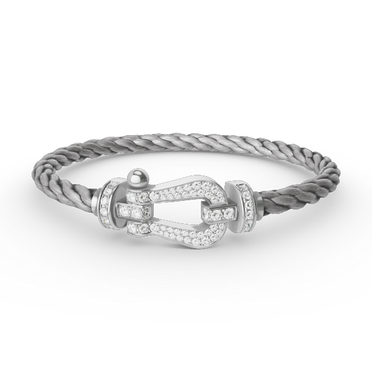 [Royal Jewellery]FORCE LARGE HORSESHOE FULL DIAMOND BRACELET SILVER