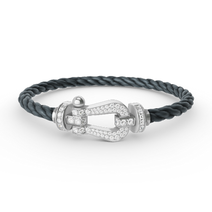 [Royal Jewellery]FORCE LARGE HORSESHOE FULL DIAMOND BRACELET SILVER