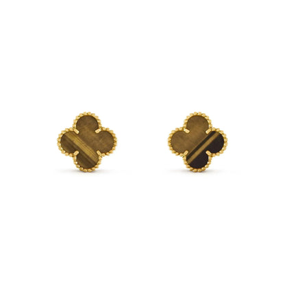 [Royal Jewellery]CLOVER MEDIUM 1 MOTIFS TIGER EYE EARRINGS