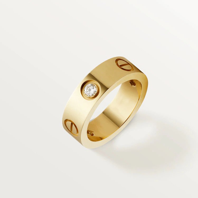 [Royal Jewellery]LOVE RING 5.5MM 3 DIAMONDS PINK GOLD