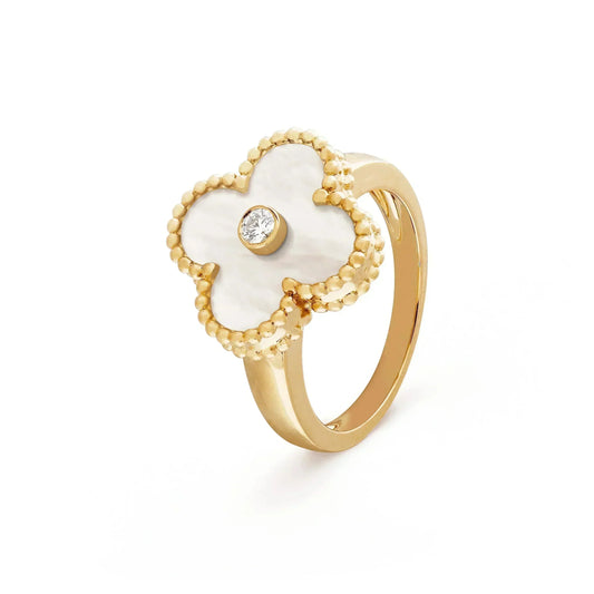 [Royal Jewellery]CLOVER PINK MOP RING GOLD DIAMOND